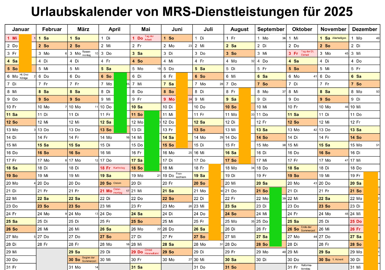 Urlaubsplan 2025